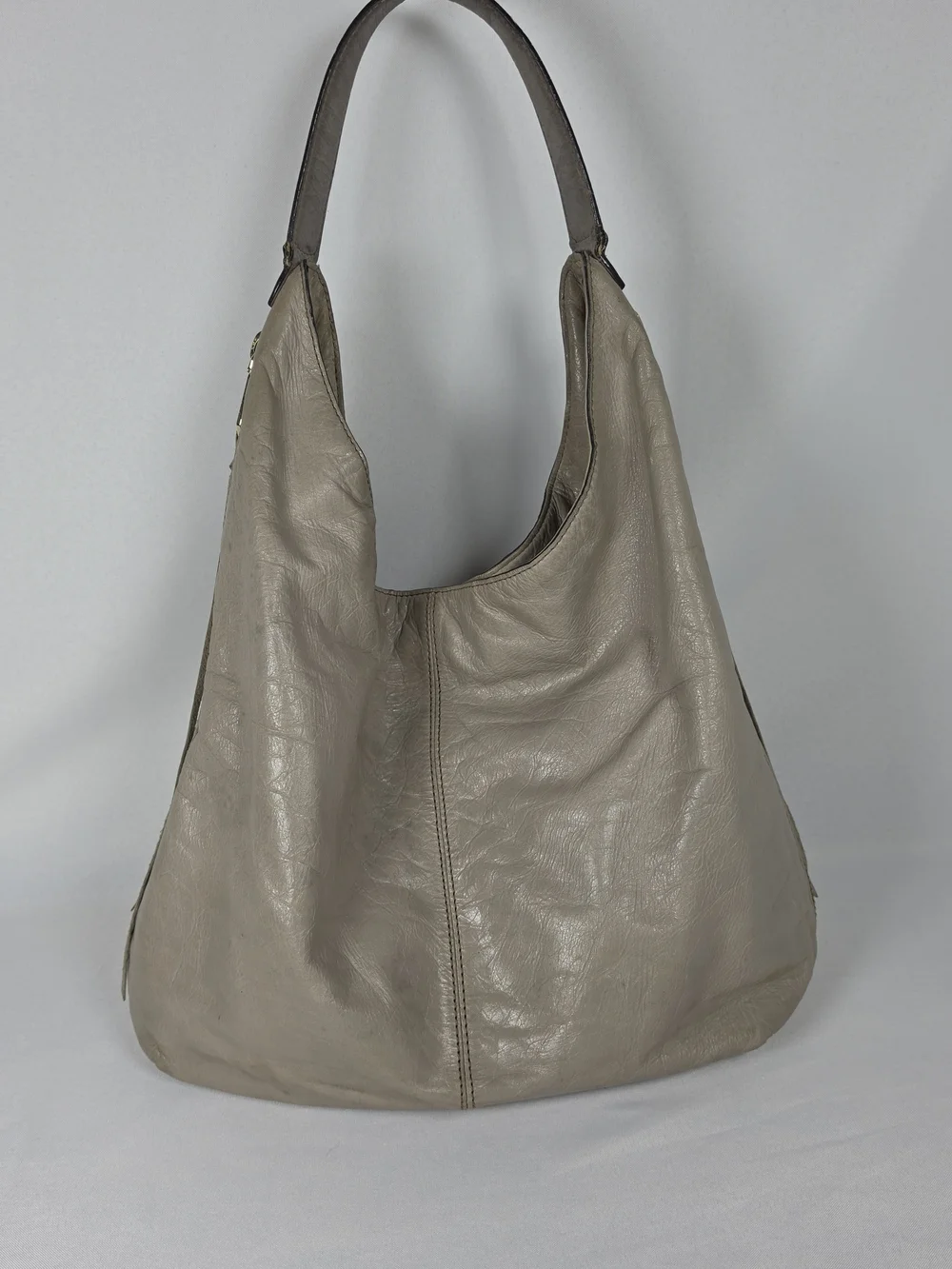 Rebecca Minkoff Hobo Bag Taupe Pebbled Leather Large Side Zip Womens Shoulder